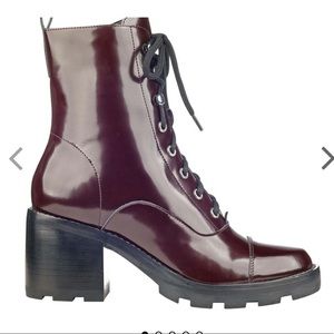 Marc Fisher patent deep red boot